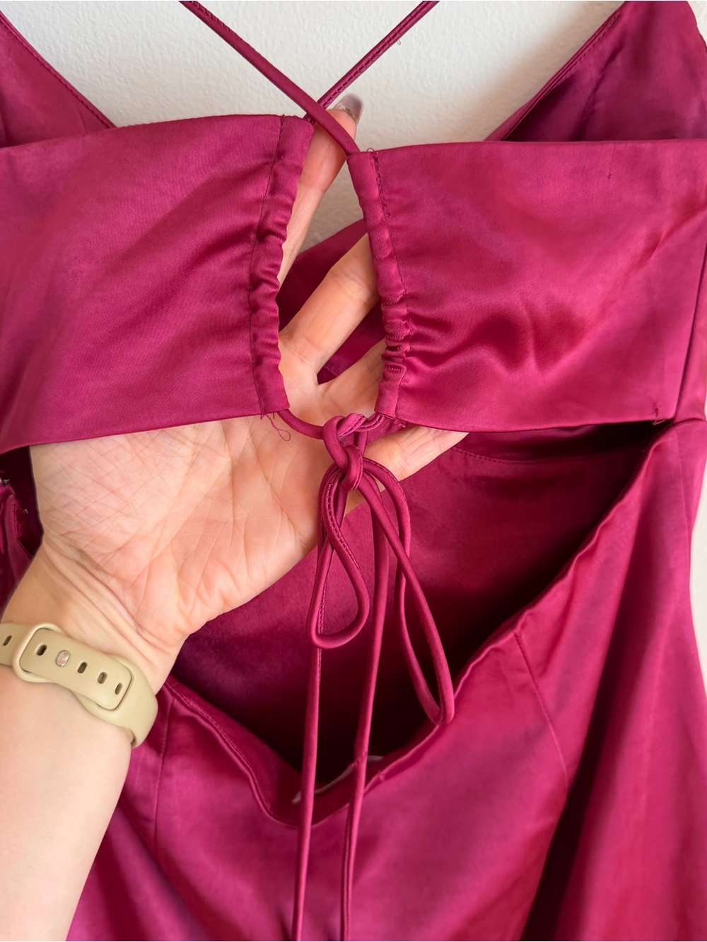 NWT superdown Revolve Julieta Satin Mini Dress Berry Magenta Strappy Large L - Picture 6 of 11